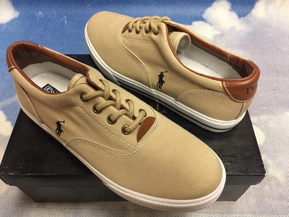 Zapatilla deportiva Polo Ralph Lauren Vaugh de encaje de lona para niños talla 10,5 a jóvenes talla 5,5 Foto 2 de 4