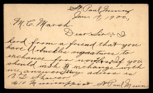 MayfairStamps US 1900 Minnesota St. Paul to Crockett NY Wavy Flag Cancel Used St - Picture 2 of 2