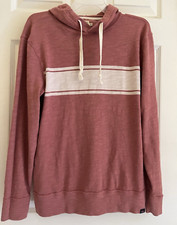 FAHERTY Men Surf Stripe Slub Cotton Hoodie Summer Red Size S, Made In Peru