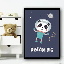 Astronaut Space Panda Children's Kids Wall Art Print