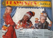 Bucilla Playmates Clown Donkey Knit Cap Mittens or Shoulder Bag Kit #7801 Winter