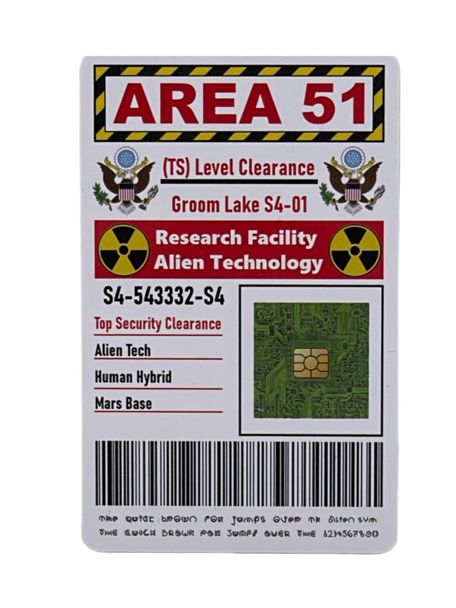 Area 51 ID Card Top Secret Badge Alien AREA 51 Card UFO Joke Funny
