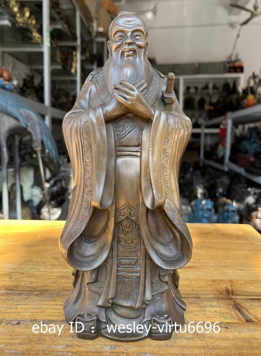 China Pure Copper Handwork Confucianists Confucius Kong Zi Kongzi