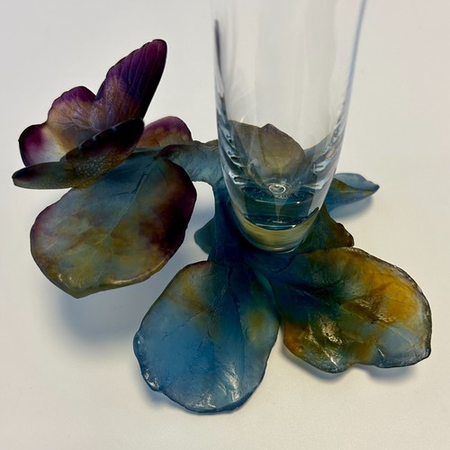 Daum Crystal Pate de Verre SOLIFLOR PAPILLON Vase + Box - Picture 12 of 15