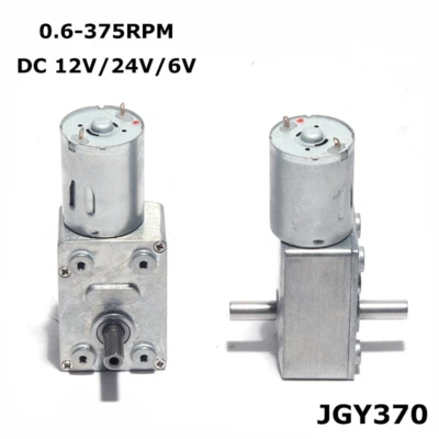 0.6-375RPM Metal Gear Motor Low Speed DC 12V/24V Worm Gear Reducer Motor JGY370