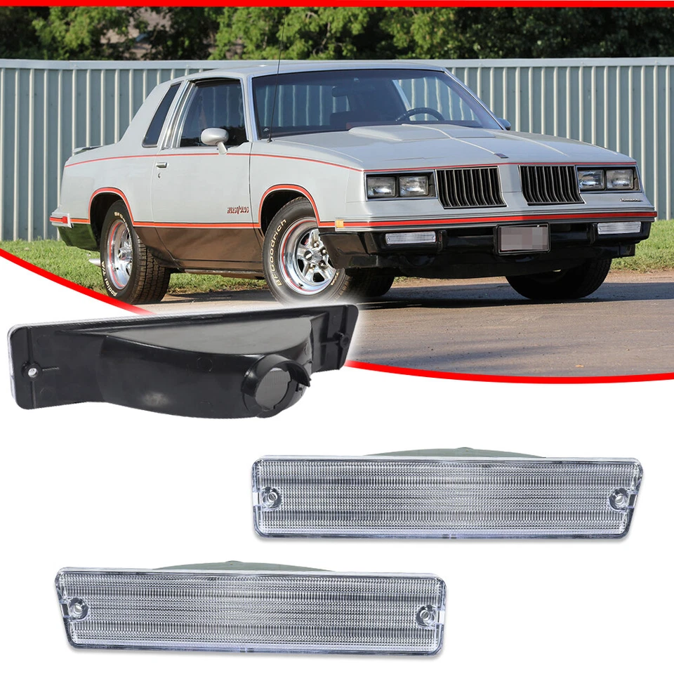2x Clear Front Bumper Parking Signal Lights For 81-88 Oldsmobile Cutlass Supreme - Image 2 of 4