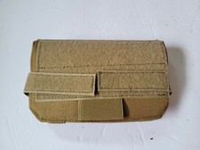 Tan molle phone map storage flip down pouch hook and loop