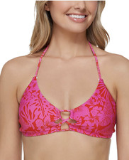 RAISINS Juniors Floral Isla Textured Tie Strappy Bikini Top sz S Small Swimwear