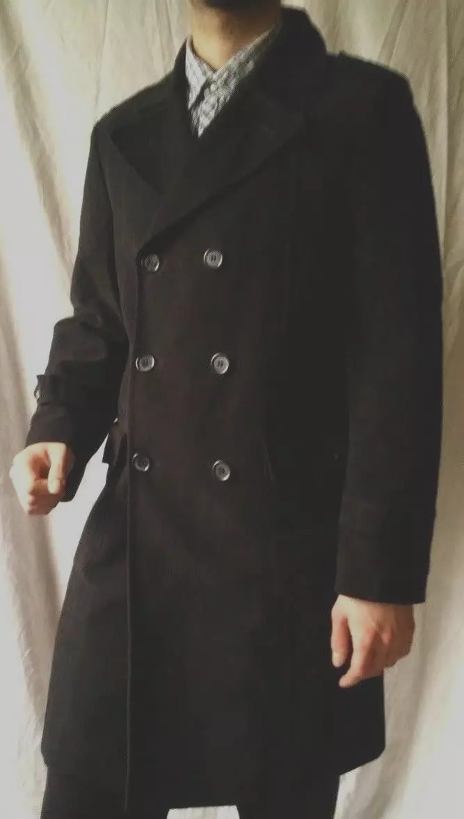 Manteau noir double poitrine pour homme Sonny Bono taille M