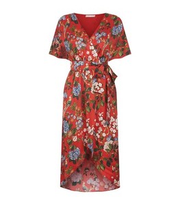 Alice + Olivia Clarine Red Dress Floral 