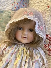 Large Sheer Pink Doll Bonnet With Flocked Flowers And Lace