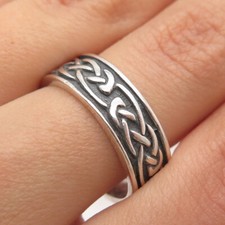 925 Sterling Silver Vintage Wheeler Mfg Co. Celtic Band Ring Size 8.5