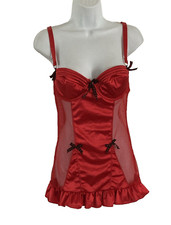 Rampage Intimates Y2K Lingerie Size M Red Mesh Babydoll Fairy Nighty Slip Dress
