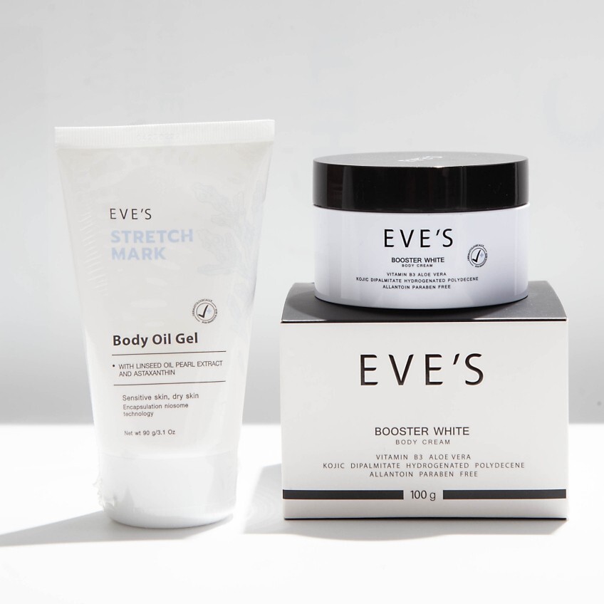 EVE'S Booster White Body Cream Stretch Mark 100ml +Body Oil EVE'S Booster White Body Cream Stretch Mark 100ml +Body Oil