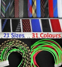 31 Colours 1mm - 100mm Braided Cable Sleeving/Auto Wire Harnessing/Sheathing PET