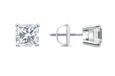 1 Ct Cushion Lab Created Grown Diamond Earrings Studs 18K White Gold E/VVS Screw