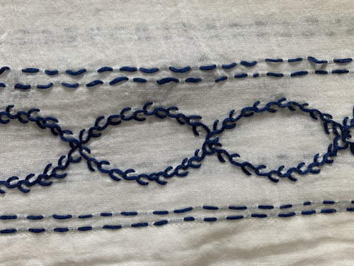 Toast White Navy Blue Embroidered 100% Cotton Sleeveless Long Beach Dress UK12 - Picture 5 of 8