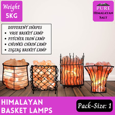 HIMALAYAN SALT BASKET LAMP WITH PINK CRYSTAL CHUNKS NATURAL ROCK SALT TABLE LAMP