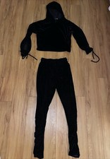 Black Velvet 2 Pc. Lounge Hoodie  Pants Set Size-M