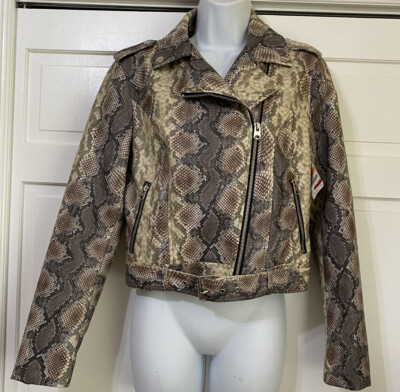 NWT, BAR III Snake Print Women's Buckled Faux Leather Lined