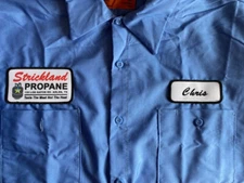 STRICKLAND PROPANE +YOUR CUSTOM NAME Work SHIRT Halloween costume king hill