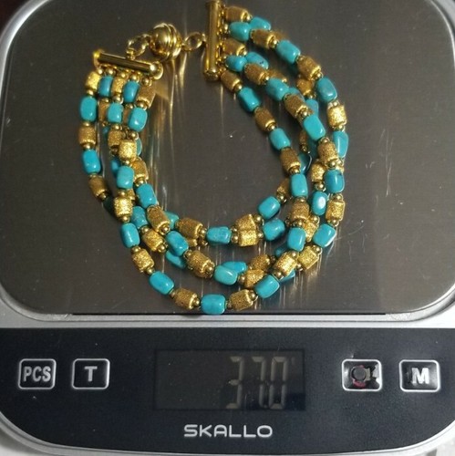 QVC turquoise multi strand Bronze Bronzo Italia® Italy Milor bracelet magnetic - Picture 7 of 12