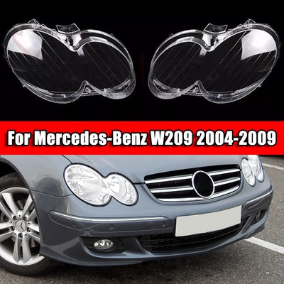 Pair Headlight Lens Cover LH+RH For Mercedes Benz CLK C209 W209 2004-2009