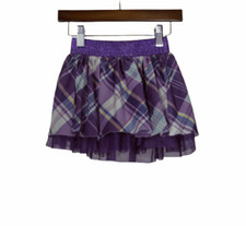 The Children's Place Girls Toddler Sz 4 XS Purple Plaid Skirt Sparkle Waistband