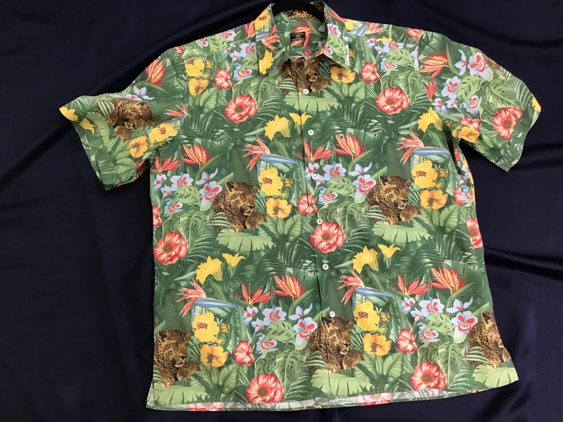 SOLEMARE MAUS & HOFFMAN men XL cotton HAWAIIAN shirt JAGUAR tropical flowers