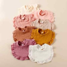 8pcs Newborn Cotton Ruffle Bibs Kids Feed Drool Bibs Toddler Salive Towel Cloth