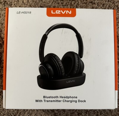 LEVN BLUETOOTH HEADPHONES WITH TRANSMITTER CHARGING DOCK LE-HS018