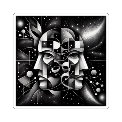 Sticker Art Deco Duality Mask Abstract Cosmos Museum Gallery 2x2'' 3x3'' 4x4'' 6x6''