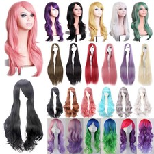 Colorful Rainbow Long Wavy Curly Hair Full Wig 60Cm Fashion Party Anime Cosplay