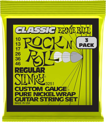 Regular Slinky Classic Pure Nickel Electric Guitar Strings 3-Pack, 10-46 Gauge (