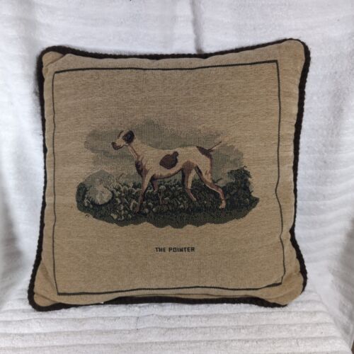 Ashford Court Pointer Dog Throw Pillow Decorative 15x15 Hunting Decor Beige