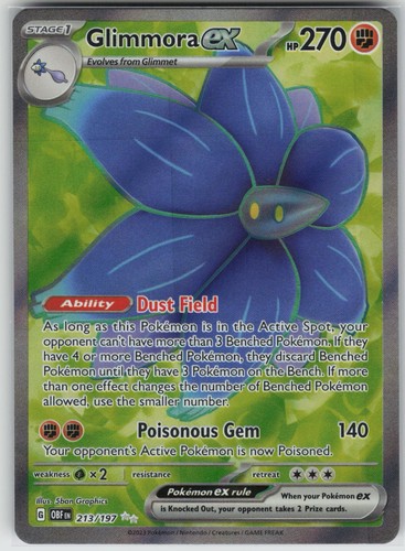 Glimmora ex 213/197 Ultra Rare Obsidian Flames Pokemon Holo Lightly Played