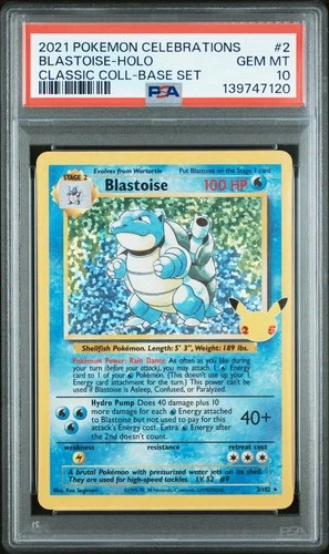 2021 POKEMON CELEBRATIONS CLASSIC COLLECTION #2 BLASTOISE-HOLO PSA 10