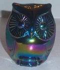 VINTAGE FENTON IRRIDESCENT CARNIVAL GLASS 3.5" OWL c. 1980 - FREE SHIP