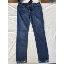 Express High Waisted Skinny Jeans Frayed Hem Dark Wash Women's S 4 NWT