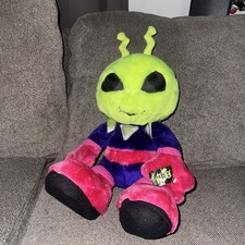 "Juguete de peluche Nanco Martian Alien 1997 12"" verde púrpura rosa con etiqueta"