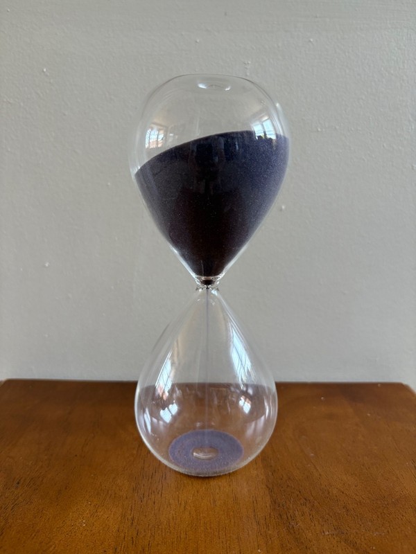 Vintage Mid Century Modern Purple Sand (30-Minute) Hourglass | 8" Tall