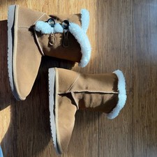 Serra Girls' Brown Faux Fur Lined Mid-Calf Boot Button Accent Size 8