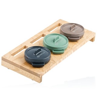 Mini Cocotte Set mit Holzständer | 3 x 250 ml | Gusseisen emailliertt B Ware