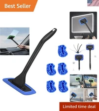 Windshield Cleaning Wand with 5 Reusable Microfiber Cloth Pads – Auto Essential