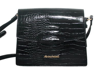 MARINA GALANTI Black Croco Embossed Vegan Leather Crossbody Bag MB0270SR1
