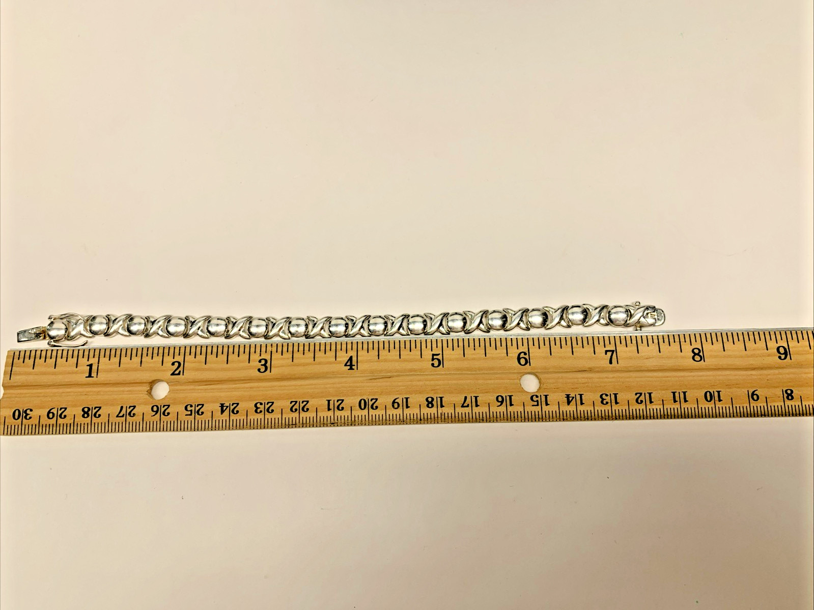 VINTAGE STERLING SILVER 925 FAS HEARTS & KISSES XOXO BRACELET 7.5" RETRO