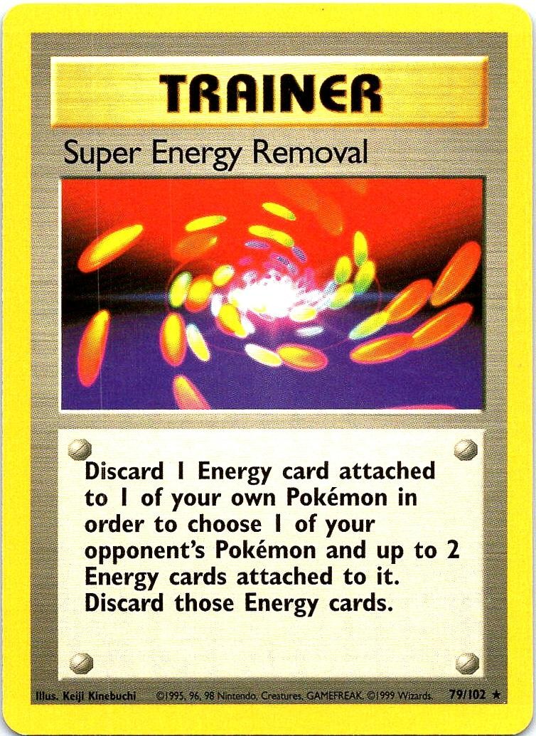 Super Energy Removal 79/102 Rare Base Set Unlimited Pokemon Heavily Played