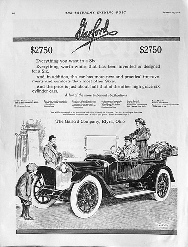 1913 Ad (10 3/4 X 14 inches) Garford Six $2750 Electric Starter & Lights