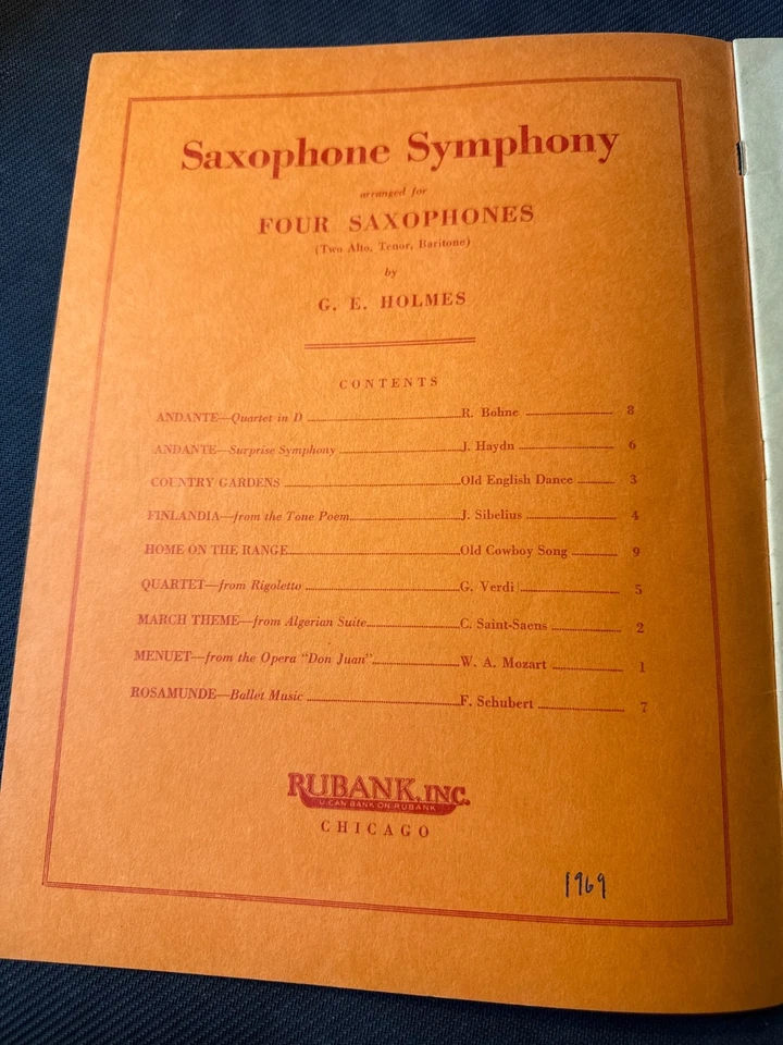 Saxophone Symphony Collection Quartet by G.E. Holmes Rubank Music Book - Image 3 of 4