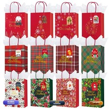 OFIHANLY 24 Pack 9" Small Size Merry Christmas Gift Bags Bulk Handles Xmas